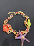 Colorful Starfish & Shell Charm Necklace – Coastal Beach Style Jewelry