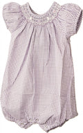 Baby Girl Smocked Gingham Romper – Puff Sleeve Boutique Bubble Outfit